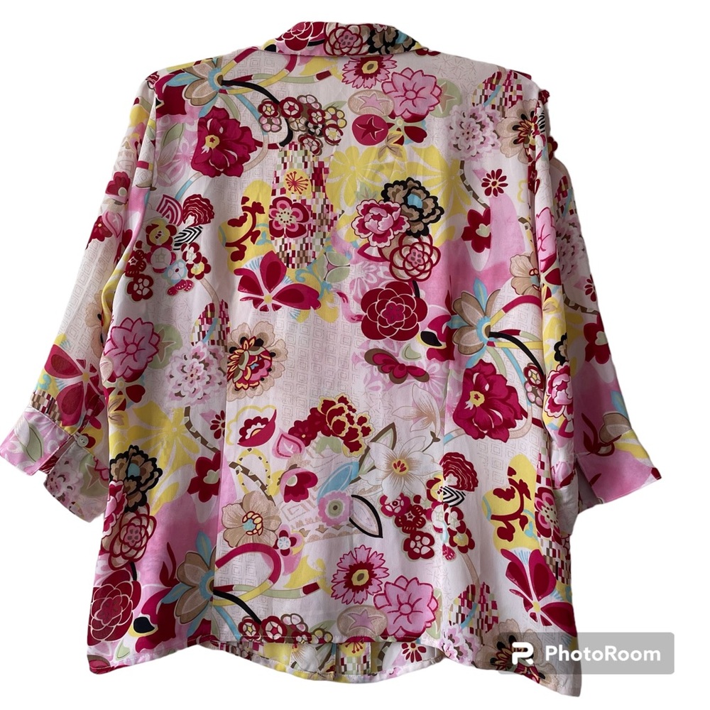 Belissimo Pink Floral Blouse Size 1X - Picture 3 of 10